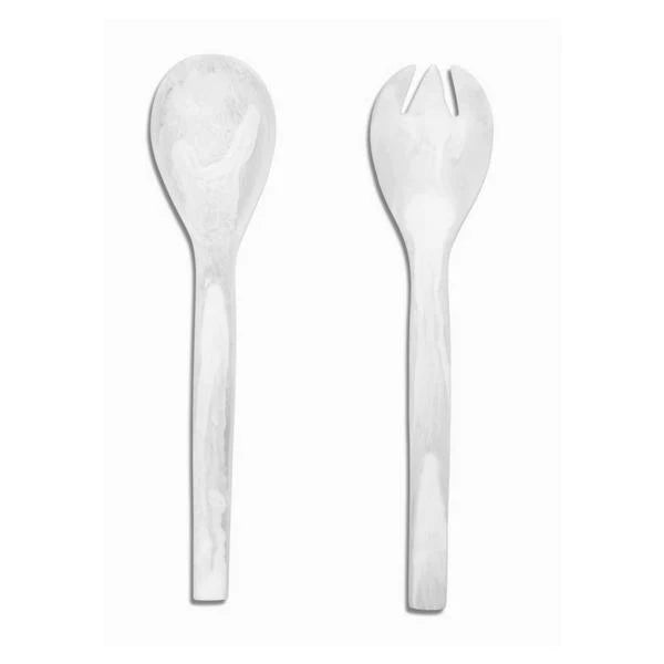 Nashi Home - Salad Servers, White Swirl