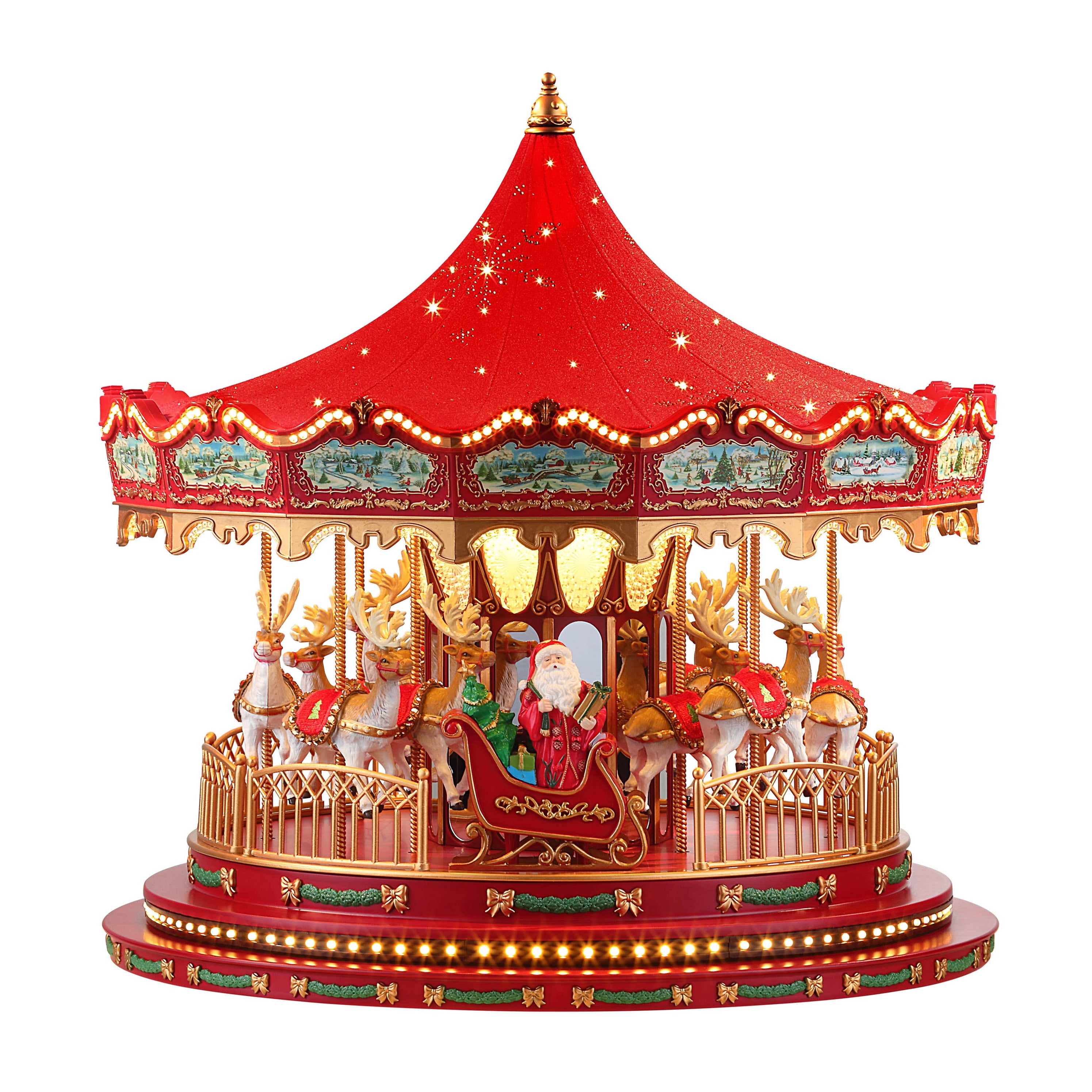 17 In. Animated Deluxe Crystal Carousel - Red – Maison Curated